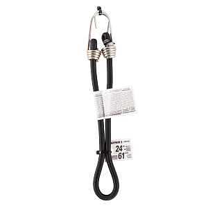 A06180Z Heavy-Duty Bungee Cord, 24 in L, Rubber, Black, Hook End