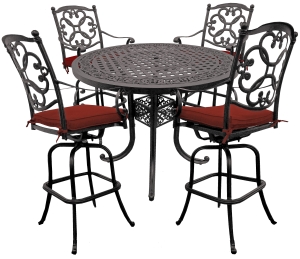 161003 Athena Dining Set, 5-Piece, 4 Seating, Round Table, Cast Aluminum Tabletop, Dining Seat