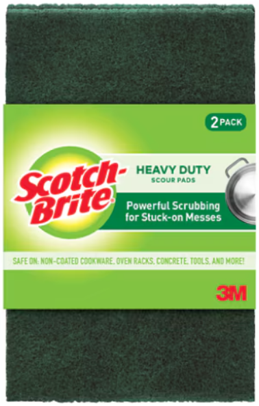222 Heavy-Duty Scour Pad, 6 in L, 3.8 in W, Green