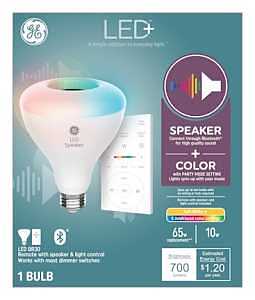 93129778 Speaker Light Bulb with Remote, BR30 Bulb, 10 W, LED Bulb, 2700 K Color Temp, 700 Lumens