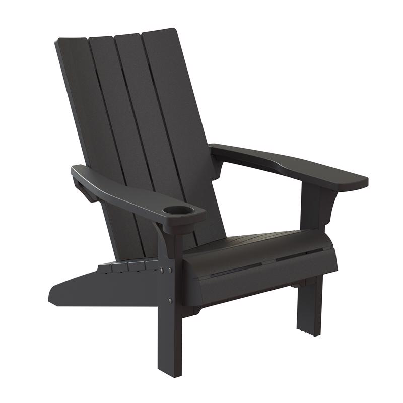 260697 Modern Adirondack Chair, Resin Seat, Resin Frame, Black Frame