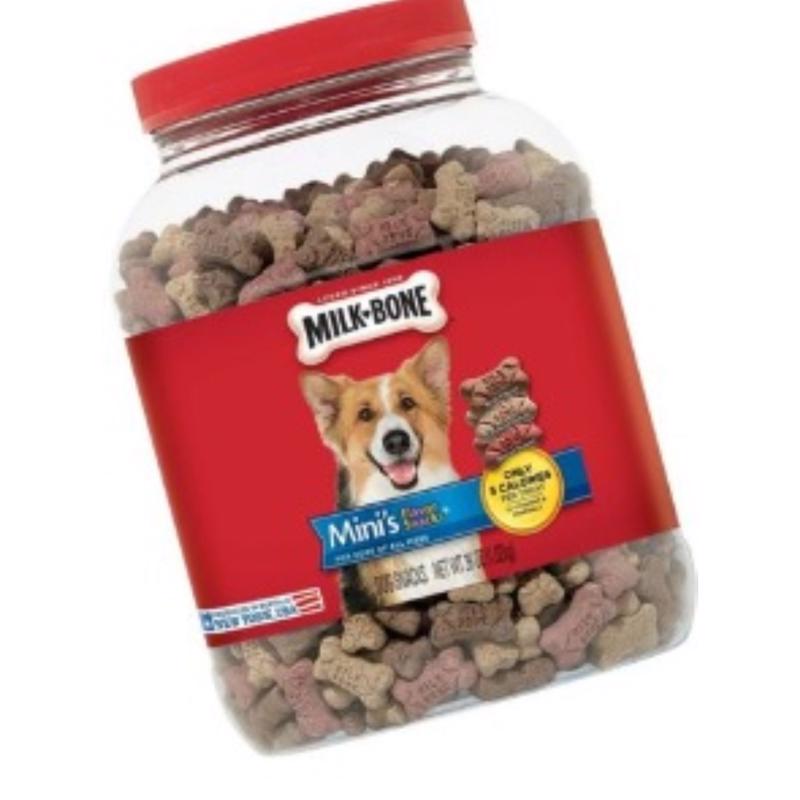 Mini's Flavor Snacks 799778 Dog Biscuit, Bacon, Beef, Chicken Flavor, 36 oz Jar