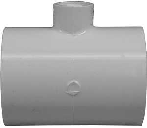 435877 Reducing Pipe Tee, 2 x 2 x 1/2 in, Slip x Slip x FPT, PVC, White, SCH 40 Schedule, 280 psi Pressure