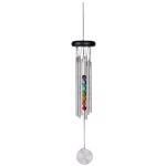 CC7 Wind Chime, Chakra, Seven Stones, Aluminum/Wood, Silver