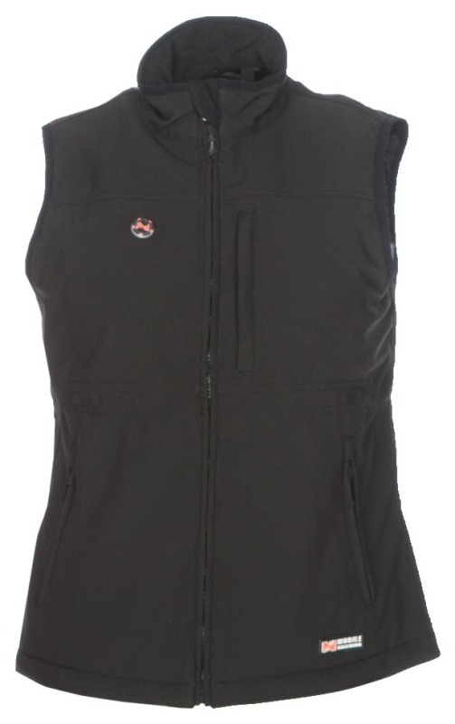 MWJ19W09-01-02 Heated Vest, S, Polyester, Black, Zip Closure