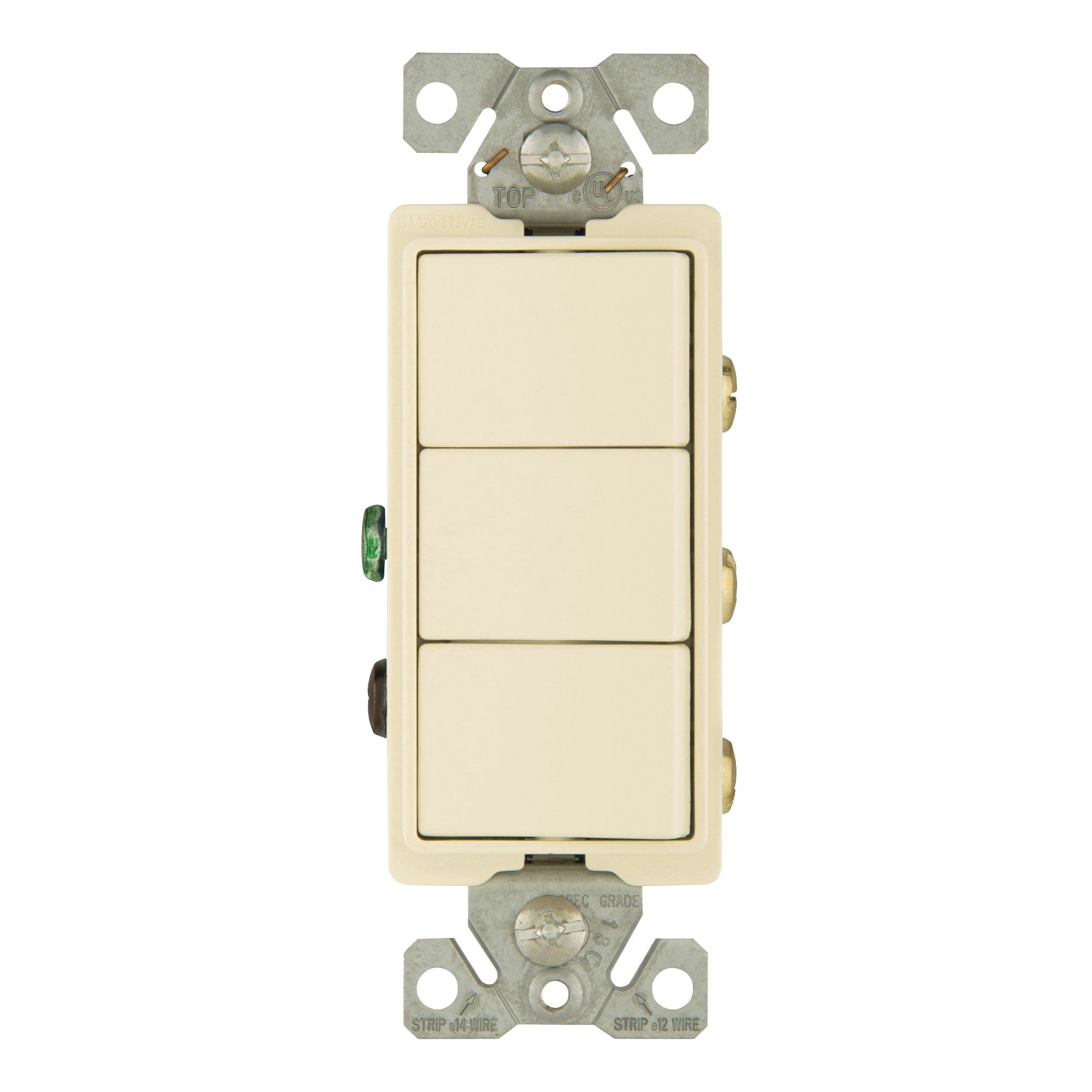 7729LA-SP Combination Switch, 1 -Pole, 15 A, 120/277 V, Light Almond
