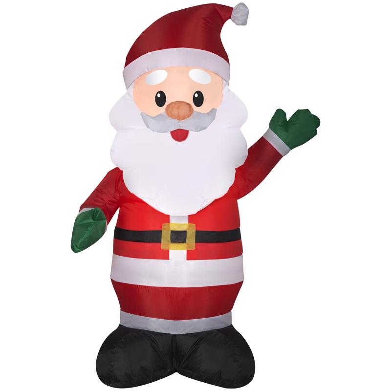 117239 Santa Claus Inflatable, 48 in H, Green, Internal Light