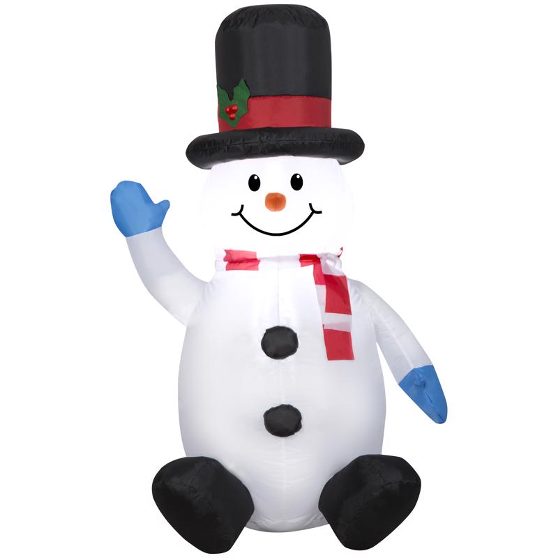 Gemmy Airblown 118411 Christmas Inflatable Snowman, 48 in H, PVC, Internal Light, Corded