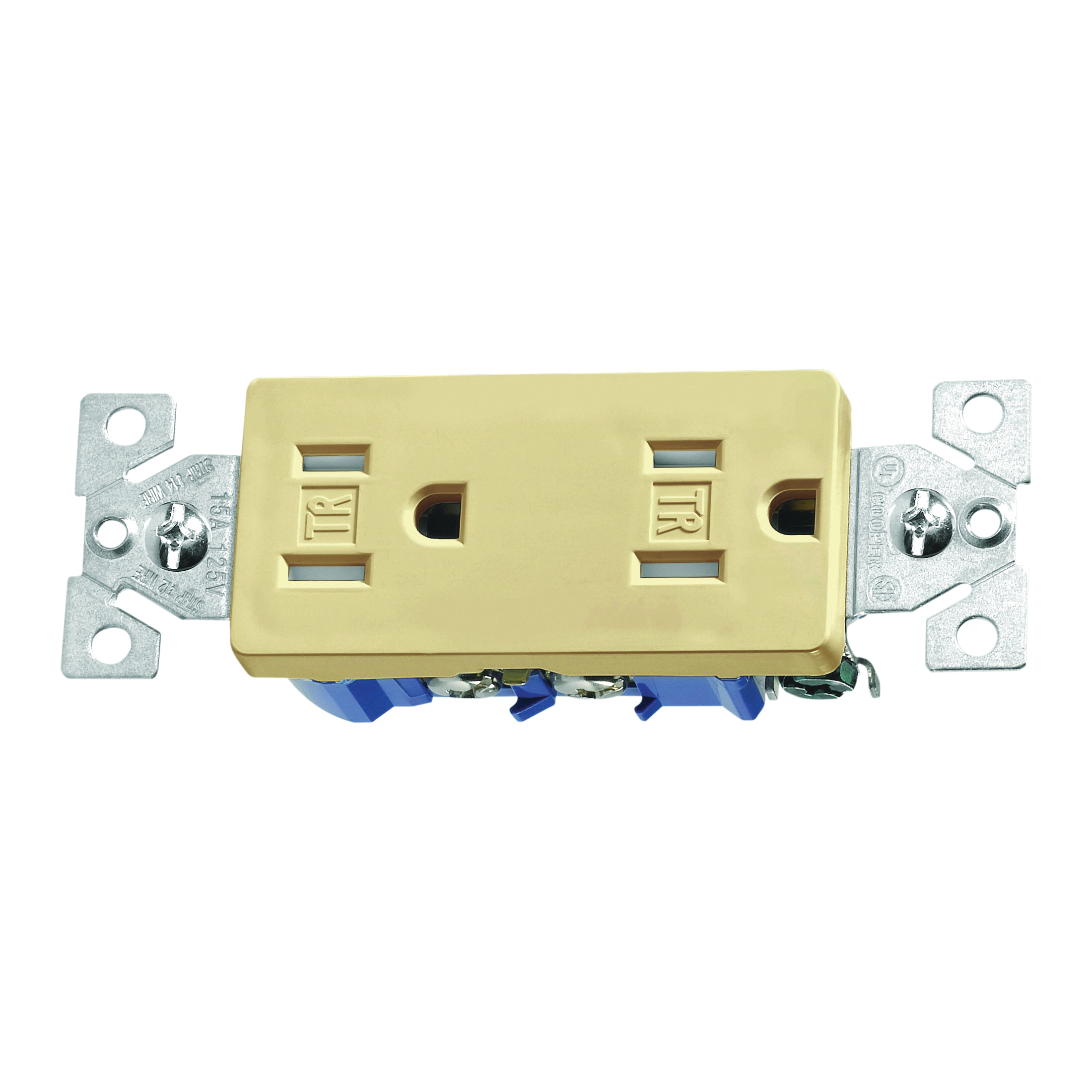 Eaton Wiring Devices TR1307V-BOX Duplex Receptacle, 2 -Pole, 20 A, 125 V, Back, Side Wiring, NEMA: 5-20R, Ivory