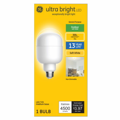 93128935 LED Bulb, Linear, T25 Lamp, 300 W Equivalent, E26 Lamp Base, Soft White Light, 2700 K Color Temp