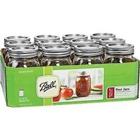 61000 Canning Jar, Regular Mouth, 16 oz, Glass, Silver Cap/Lid