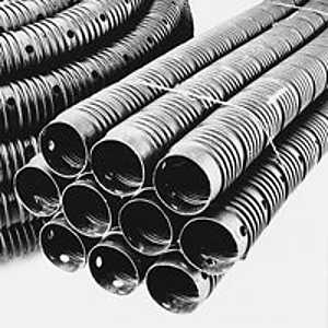 04020010 Single-Wall Pipe Tubing, 4 in D, 10 ft L, HDPE, Perforated, Black
