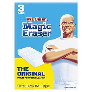 Magic Eraser 79008 Cleaning Pad, 4-3/4 in L, 2-1/2 in W, 1 in Thick, Durafoam, White, Original, 3 Pk