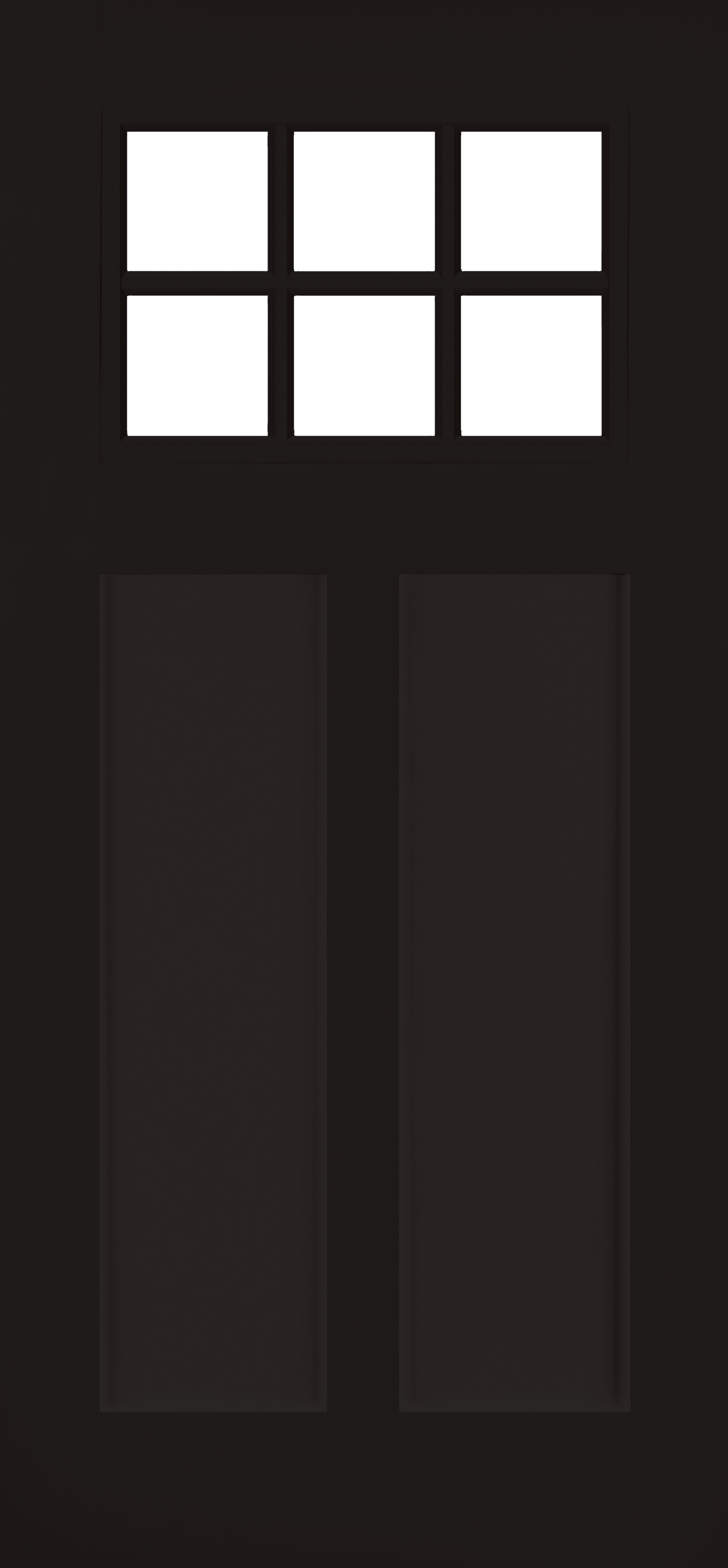 36 in x 80 in, 6 lite, Craftsman, 2 Panel, Smooth, Fiberglass, Primed, Exterior Prehung Door, Left Hand, Black Hinges