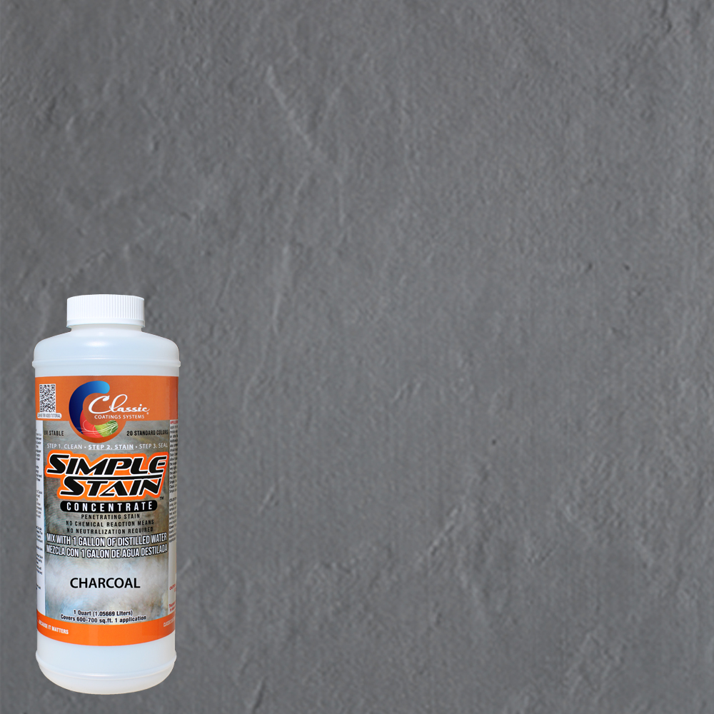 Simple Stain Concentrated Semi-Transparent Water Based Interior/Exterior Concrete Stain Charcoal, 1 qt