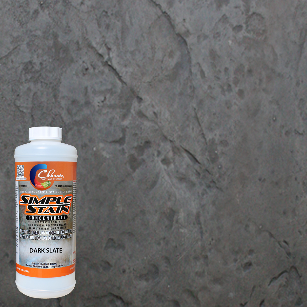 Simple Stain Concentrated Semi-Transparent Water Based Interior/Exterior Concrete Stain Dark Slate, 1 qt