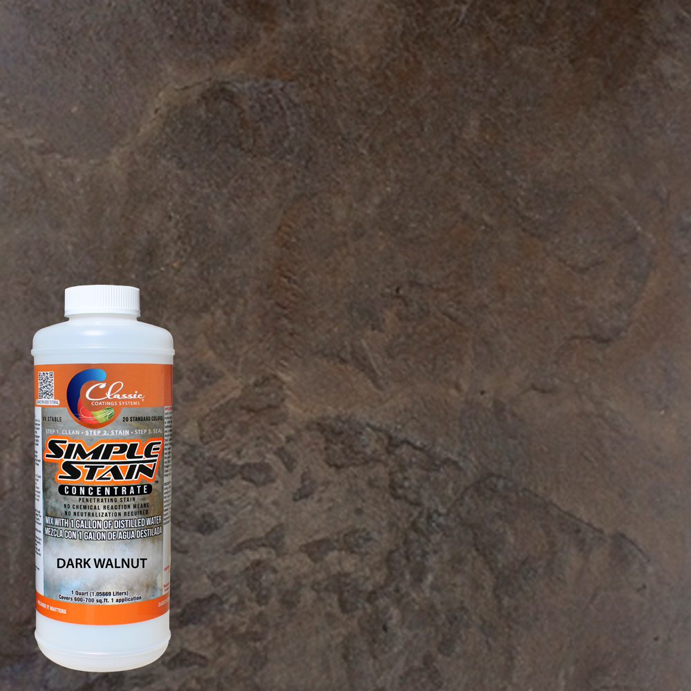Simple Stain Concentrated Semi-Transparent Water Based Interior/Exterior Concrete Stain Dark Walnut, 1 qt
