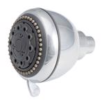FP542C Showerhead, 2 gpm, 1/2 in Connection, 5 -Spray Function, Plastic, Polished Chrome, 3-1/2 in Dia, 4 in L