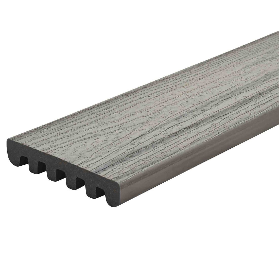 Enhance FW010616E2G01 Grooved-Edge Decking Board, 16 ft L, 6 in W, 1 in T, Plastic/Sawdust/Wood, Foggy Wharf