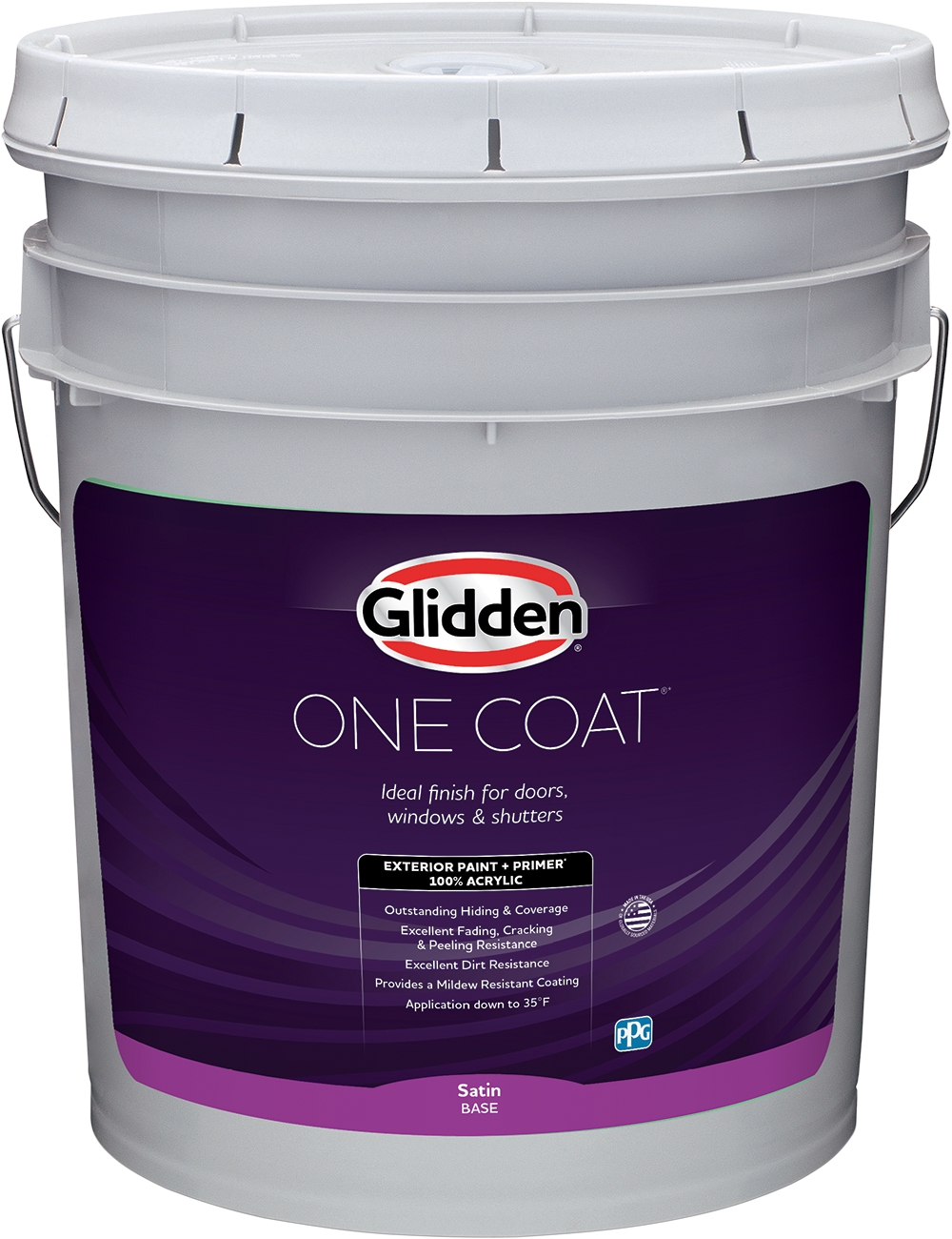 One Coat 5 gal. Satin Exterior Paint, White Pastel Base