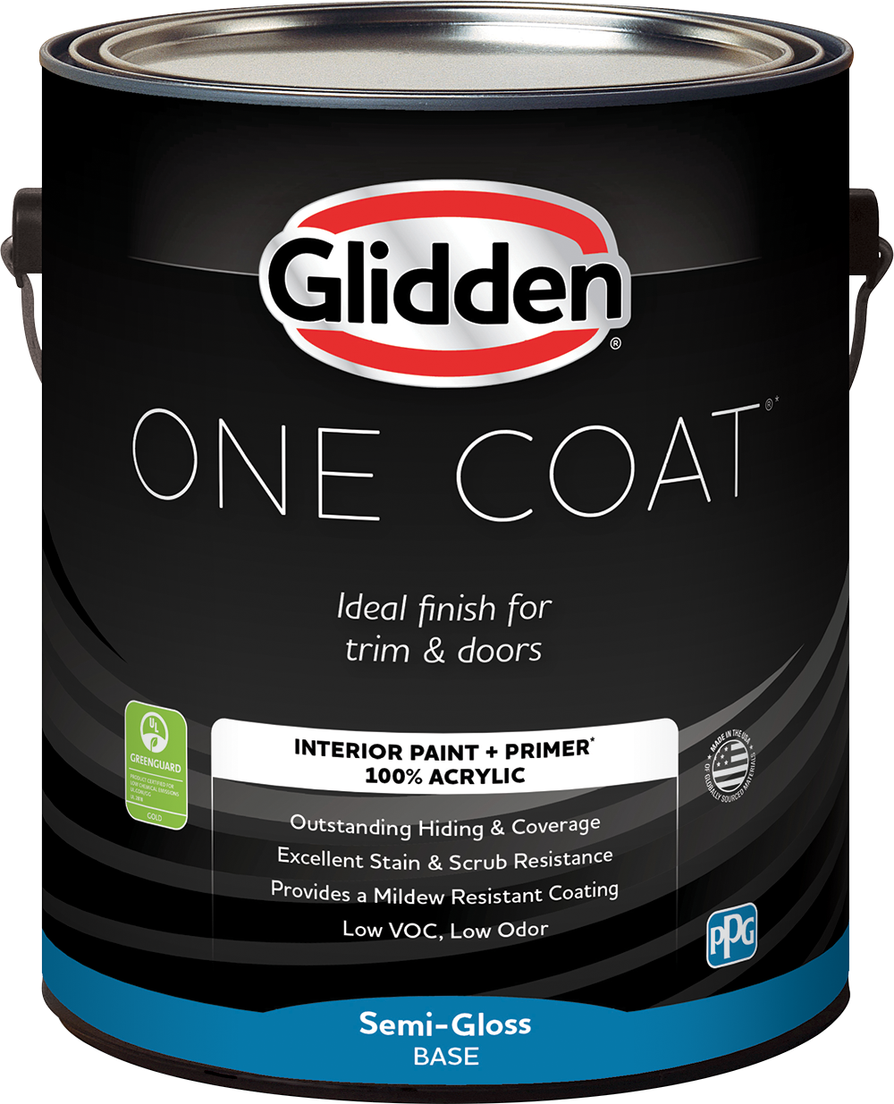 One Coat GLOEX10DB/01 Semi-Gloss Interior Paint, Midtone Base, 1qt, 300 to 400 sq-ft/qt Coverage Area