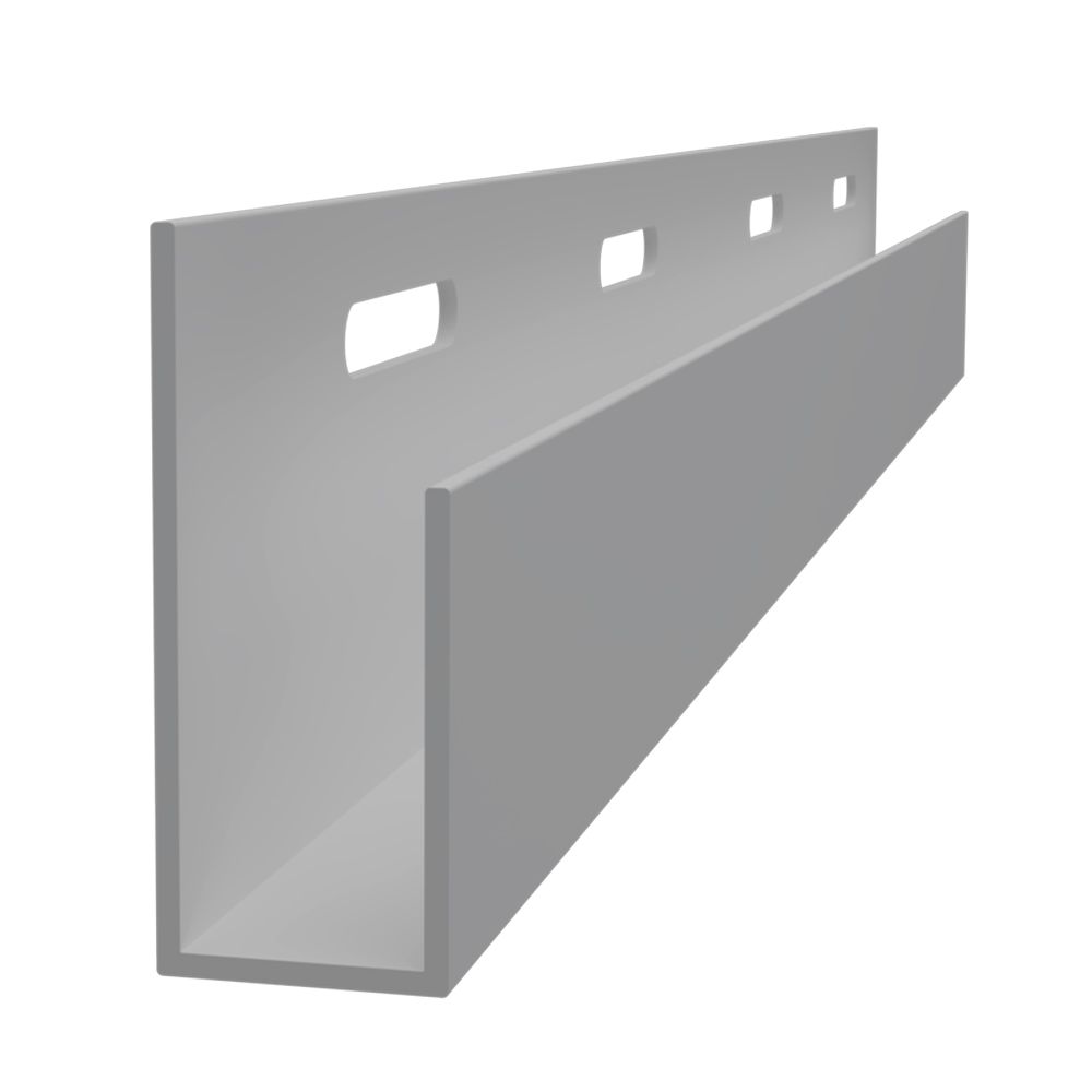 GTCTJ10 PVC J Trim, 1/2 in Thickness x 10 ft Length, Gray