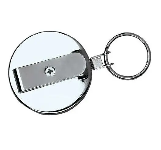 KC188 Clip-On Key Cable Reel, Split Ring, 48 in L, Silver