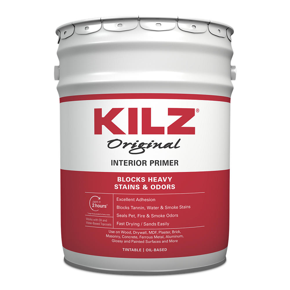 10030 KILZ Original Low VOC Interior Primer, Sealer, Stain & Odor Blocker, White, 5-Gallon, Oil Base
