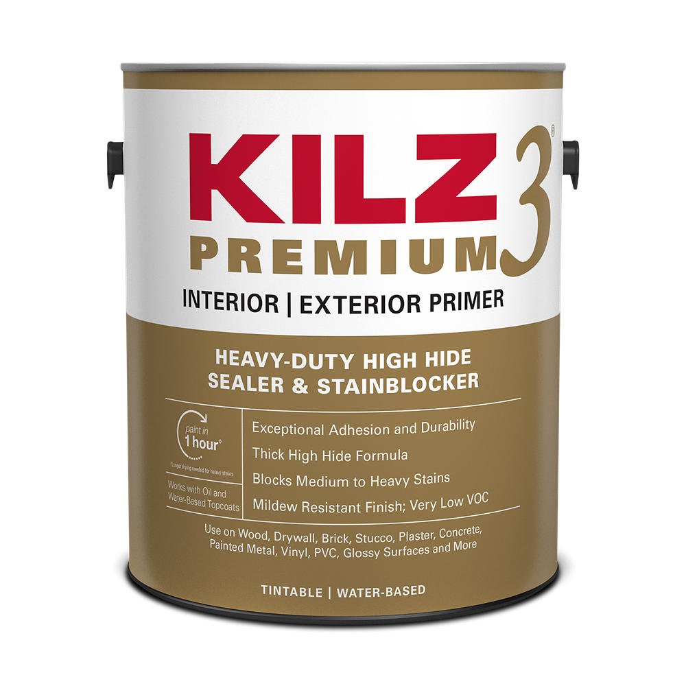 13041 KILZ Premium Interior/Exterior Primer, Sealer & Stainblocker, White, 1-Gallon, Water Base