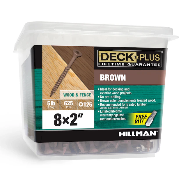 Deck Plus Brown Deck Screw - 5lb Box (#8 x 2")