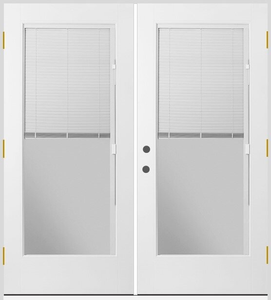72 in x 80 in, Fullview, Mini Blind, Steel, Primed, French Door, Left Hand, Yellow Zinc Hinges