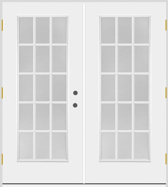 72 in x 80 in, Fullview, 15 Lite External Grille, Steel, Primed, French Door, Right Hand, Yellow Zinc Hinges