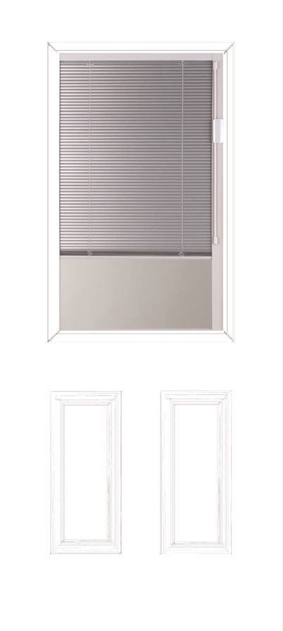 36 in x 80 in, Halfview, Mini Blind, 2 Panels, Smooth, Fiberglass, Primed, Exterior Prehung Door, Right Hand, Satin Nickle Hinges