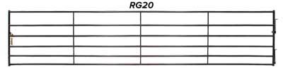 RG20GN Tube Gate, 20 ft W Gate, 50-1/2 in H, 20 ga Frame, Steel Frame, Green, Powder Coated