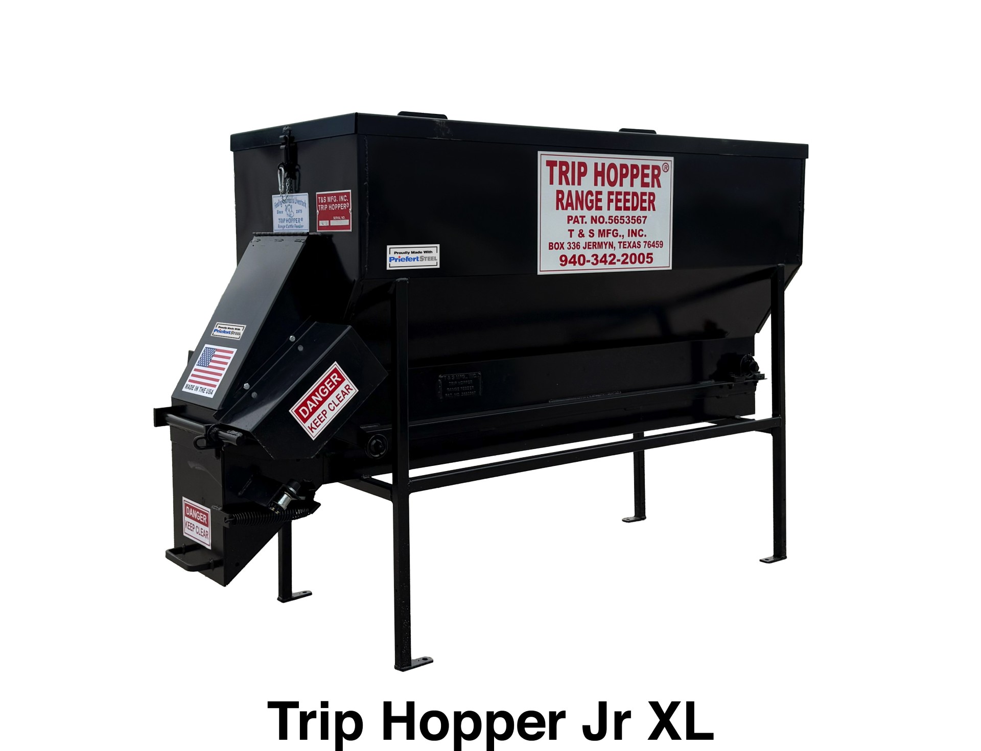 THJRXL Trip Hopper, 500 lbs, 12 V, Steel, Black