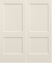 48 in x 80 in, Square, 2 Panel, Primed , Smooth, Hollow Core, Interior Double Prehung Door, Black Hinges