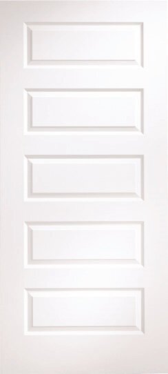 24 in x 80 in, Rockport, Primed, 5 Panel, Primed, Unfinished, Hollow Core, Slab Door