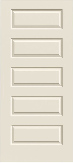24 in x 80 in, Rockport, 5 Panel, Smooth, Hollow Core, Prehung Door, Right Hand, Satin Nickle Hinges