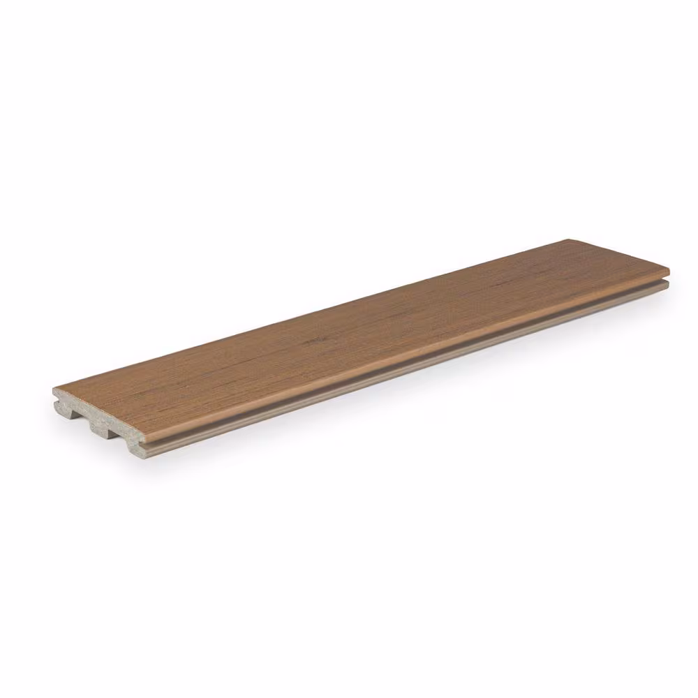 EDGE Prime PRGV5412CH Grooved-Edge Decking Board, 12 ft L, 6 in W, 1 in T, Composite, Coconut Husk
