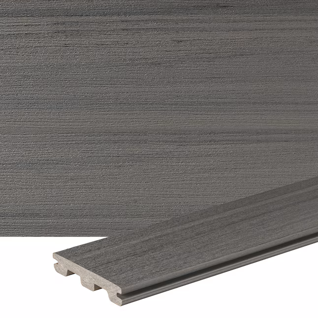 EDGE Prime PRGV5416ST Grooved-Edge Decking Board, 16 ft L, 6 in W, 1 in T, Composite, Sea Salt Gray