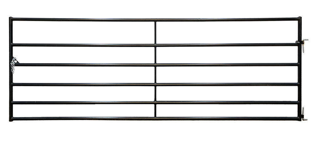 RG12BK Economy Gate, 12 ft W Gate, 50-3/4 in H Gate, 18 ga Frame Tube/Channel, Steel Frame, Black