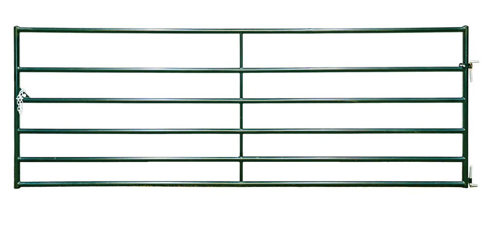 RG12GN Economy Gate, 12 ft W Gate, 50-1/2 in H Gate, 20 ga Frame Tube/Channel, 22 ga Rails, Green
