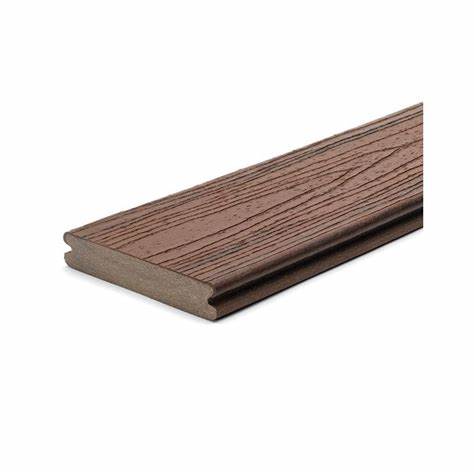 Transcend SR010616TG01 Grooved-Edge Decking Board, 16 ft L, 6 in W, 1 in T, Composite, Spiced Rum