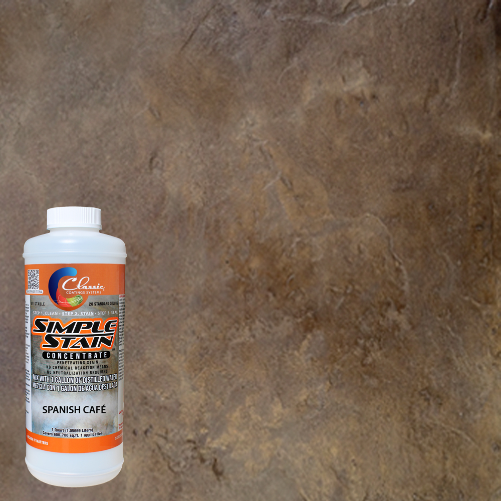 Simple Stain Concentrated Semi-Transparent Water Based Interior/Exterior Concrete Stain Spanish Cafe, 1 qt