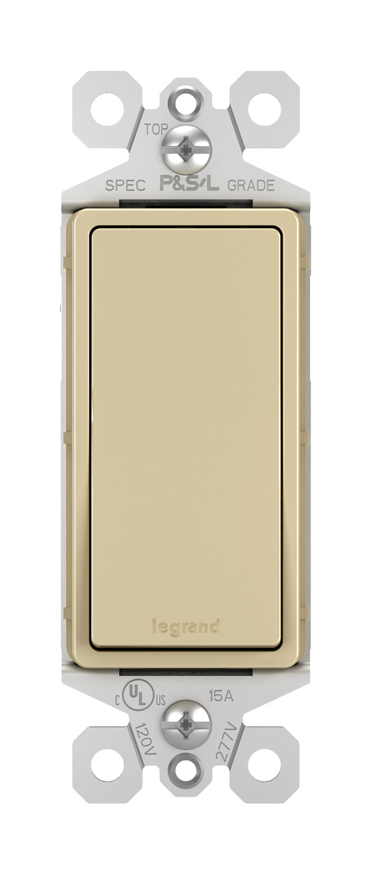 radiant Series TM870ICC10 Paddle Switch, 15 A, 120/277 VAC, Push Wire, Side Wire Terminal, Ivory, 1-Pole