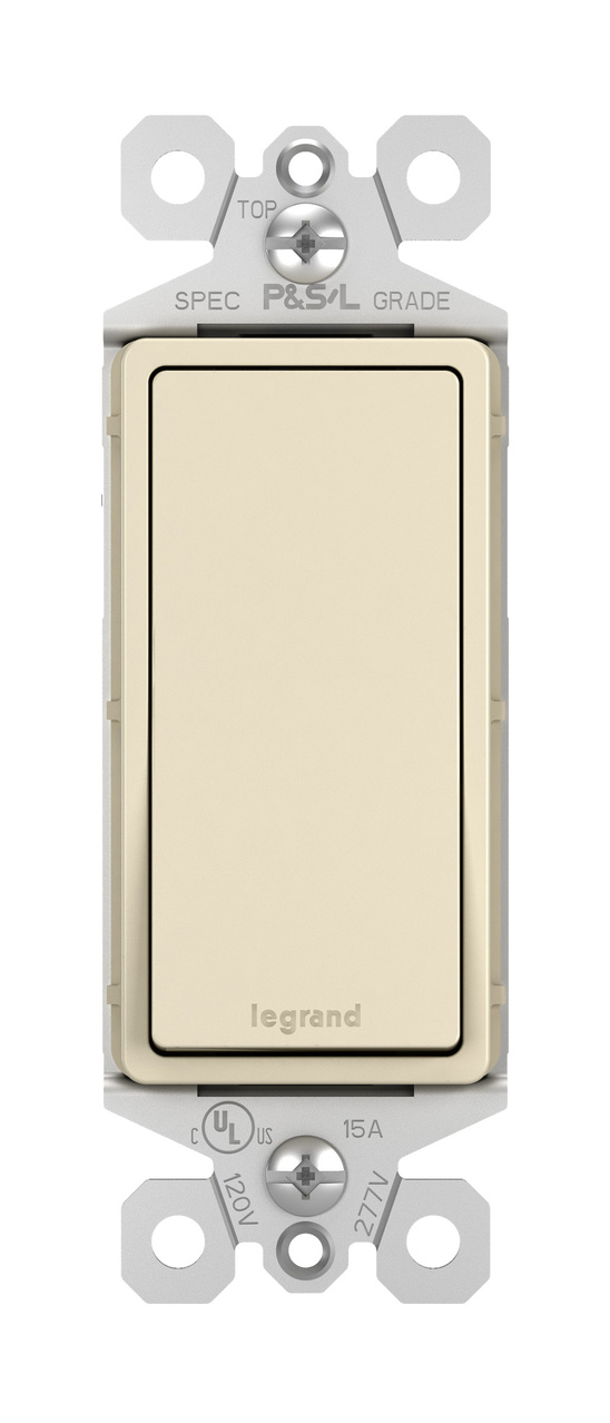 radiant Series TM873LACC10 Paddle Switch, 15 A, 120/277 VAC, Push Wire, Side Wire Terminal, Light Almond, 3-Pole