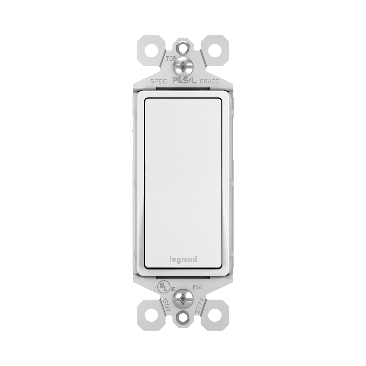 radiant Series TM873WCC10 Paddle Switch, 15 A, 120/277 VAC, Push Wire, Side Wire Terminal, White, 3-Pole