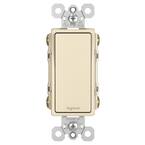 radiant Series TM874LACC6 Paddle Switch, 15 A, 120/277 VAC, Push Wire, Side Wire Terminal, Light Almond, 4-Pole