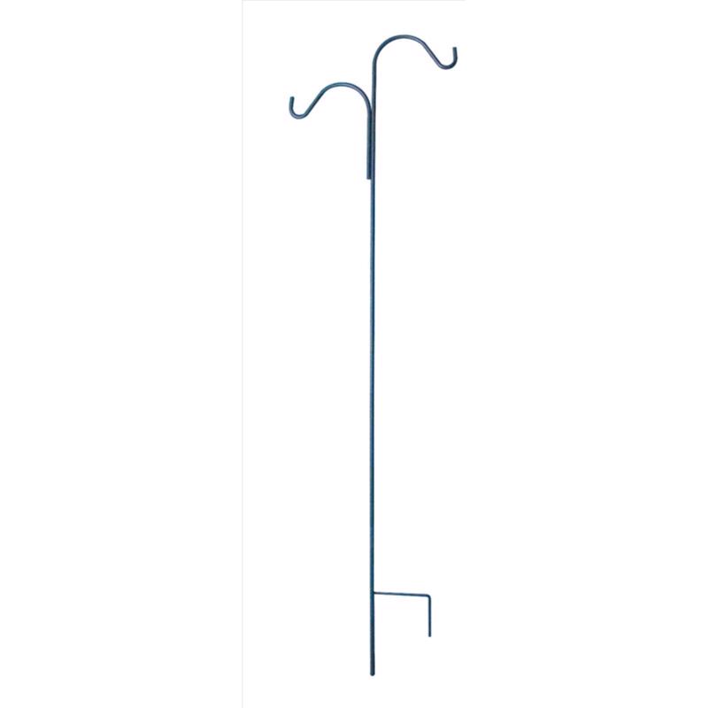 7035904 Double Crook Plant Hook, 84 in H, Steel, Black, Powder-Coated, Hanging