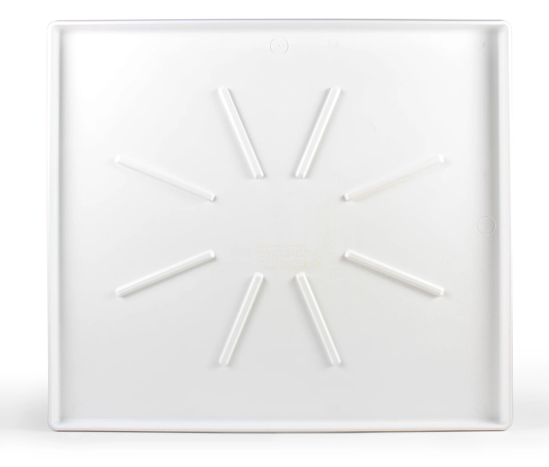 20786 Washing Machine Drain Pan, Low Profile, 34-1/2 in W, 30-1/2 in L, 1-2/3 in H, Polypropylene, White, Matte, For: Front-Loading Machines